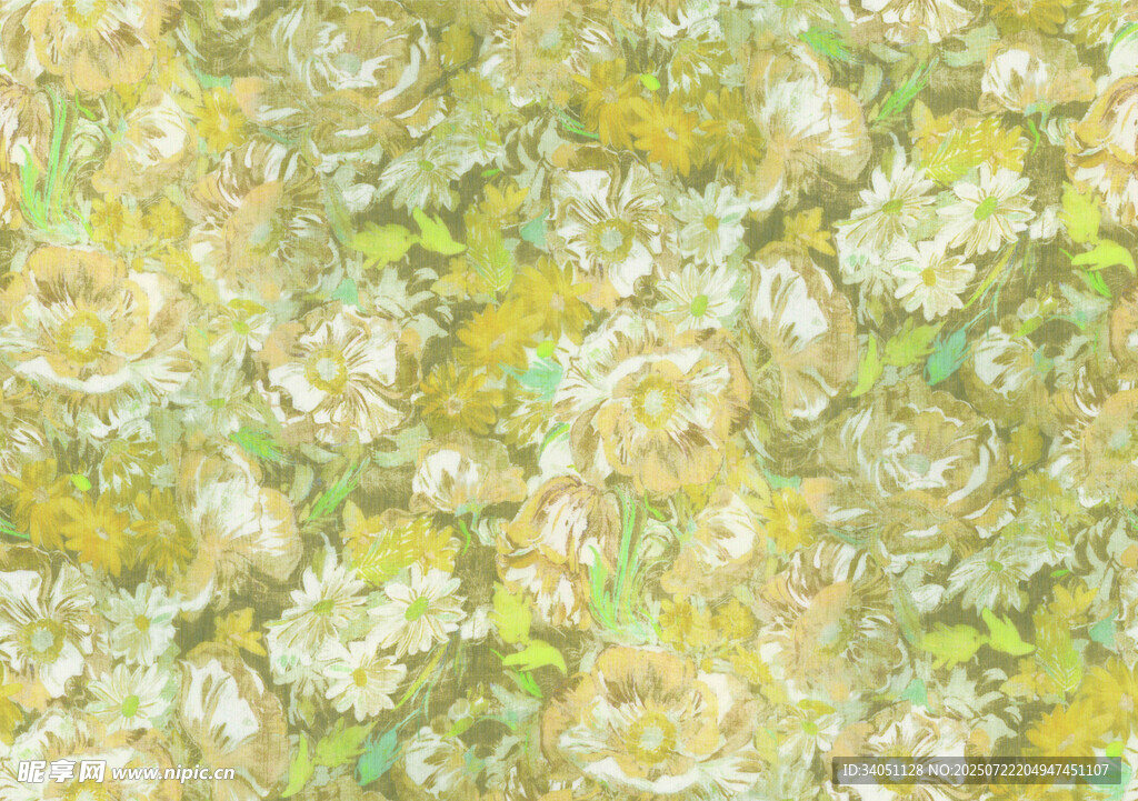 黄绿交织抽象花卉纹理图