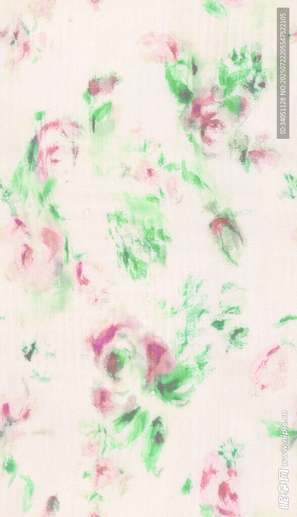 粉色绿色花卉抽象水彩图案