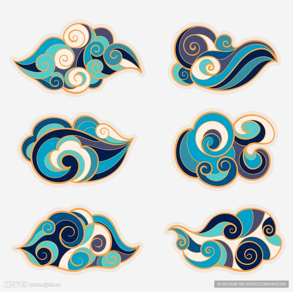 手绘中式传统云纹图案