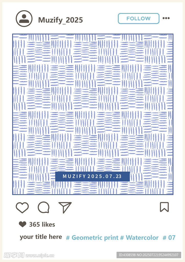 水彩线条印花图案