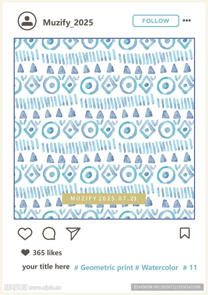 民族风水彩几何印花图案