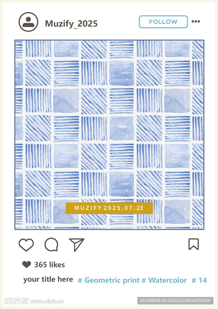 民族风水彩几何线条印花图案