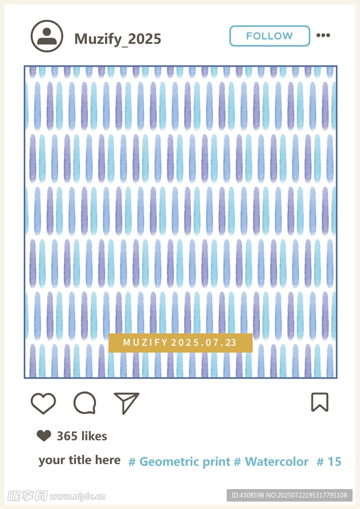 水彩线条印花图案