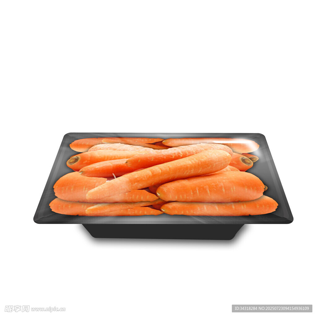 黑色托盘里的新鲜胡萝卜