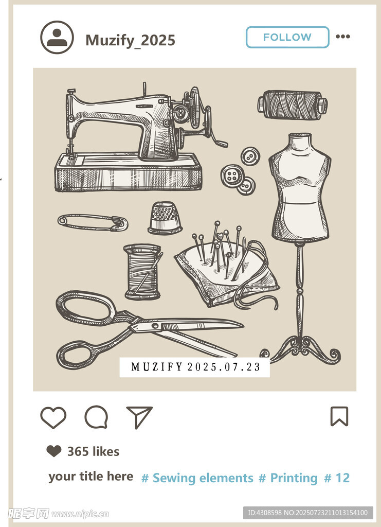 9款入缝纫元素图案