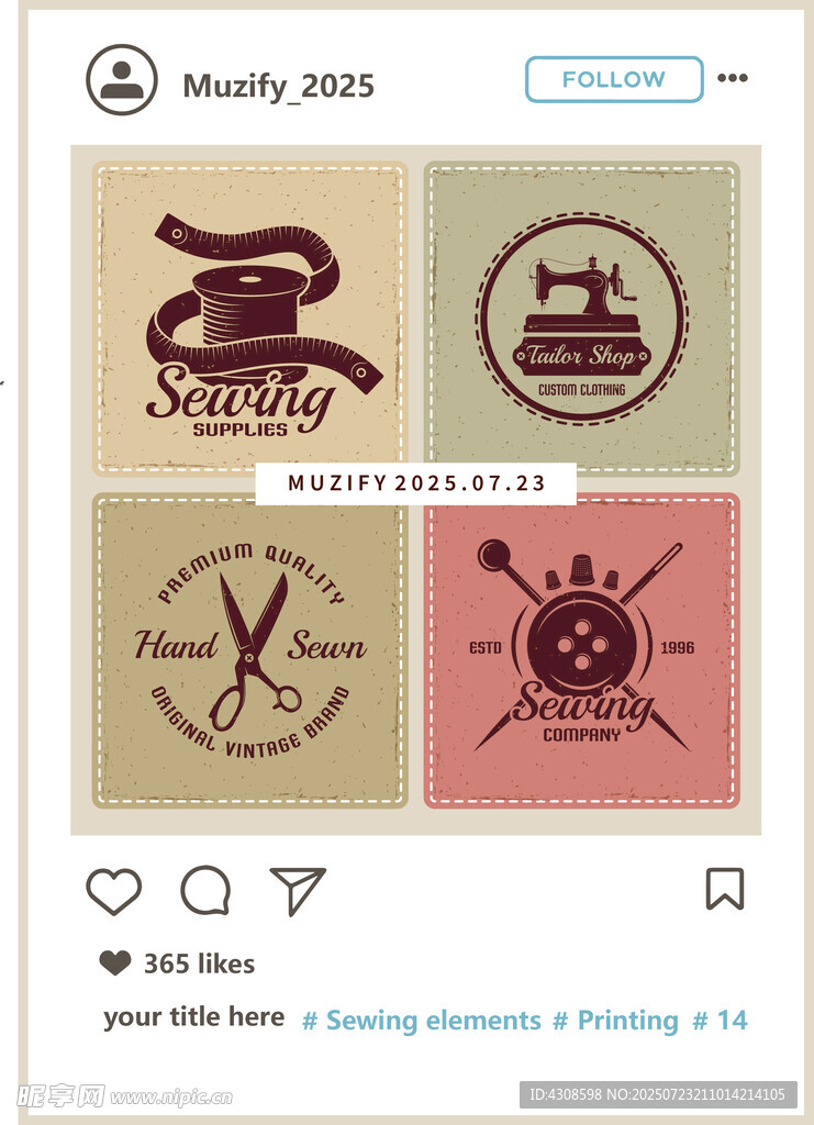 4款入缝纫元素标签