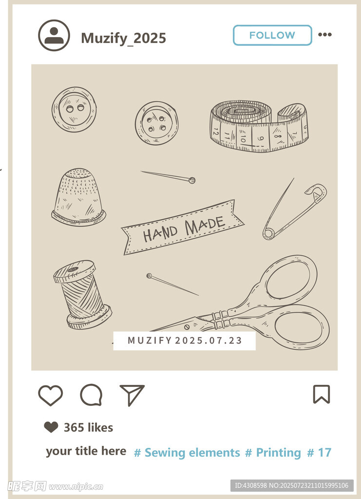 9款入缝纫元素图案