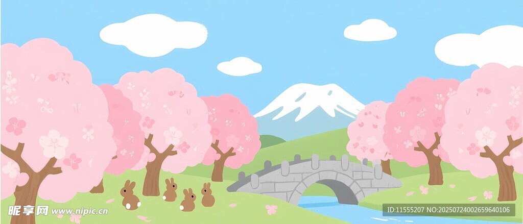 春日樱花下的温馨景象