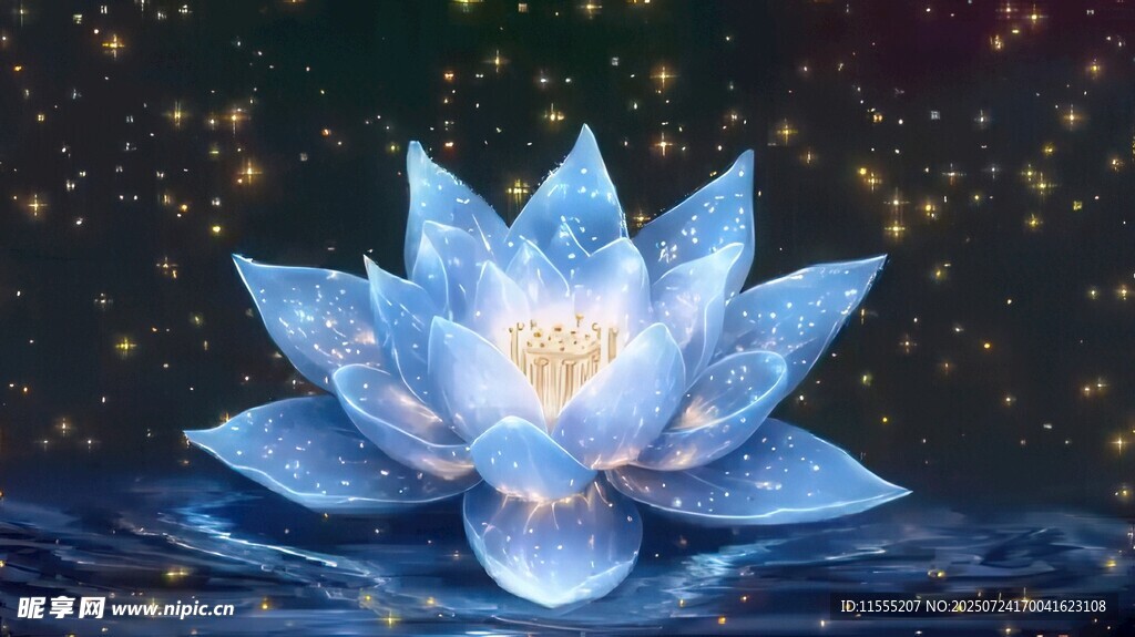 梦幻蓝色水晶莲花绽放