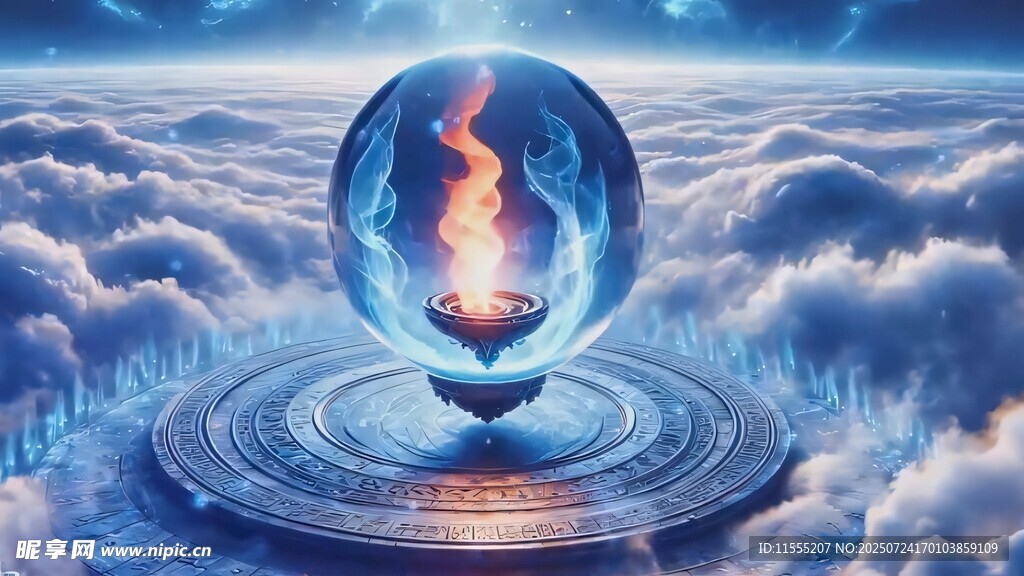 云端神秘火焰悬浮球体