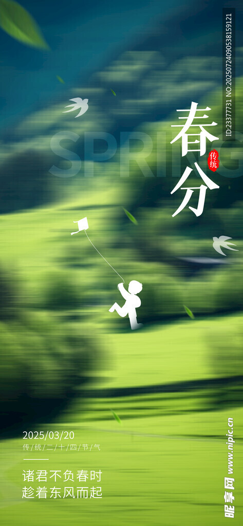 少年风筝清明节春分谷雨春天绿色