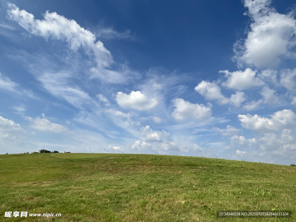 辽阔草原上的蓝天白云