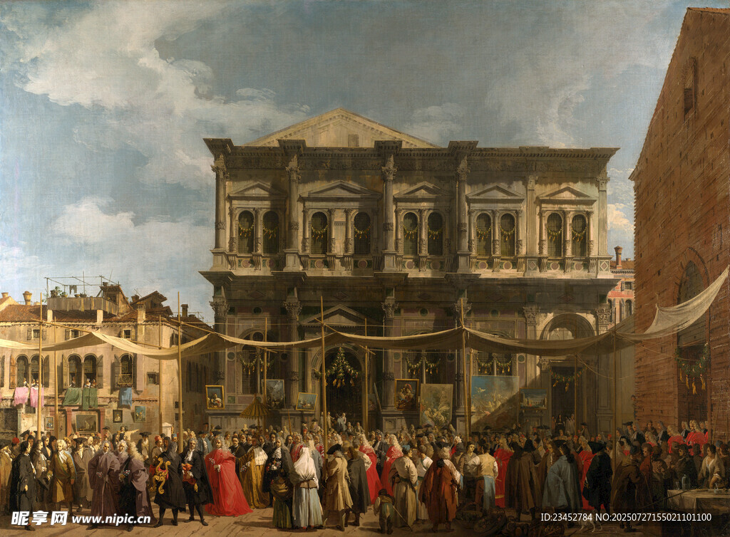古典场景下的人群聚集画面
