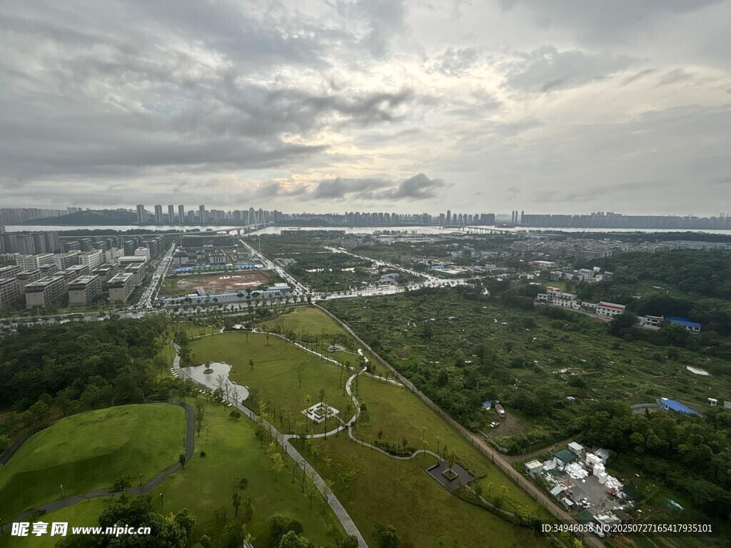城市绿地鸟瞰景观
