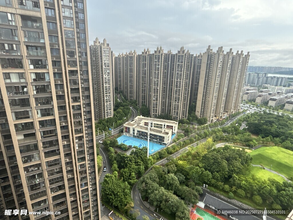 高层俯瞰小区景观与建筑