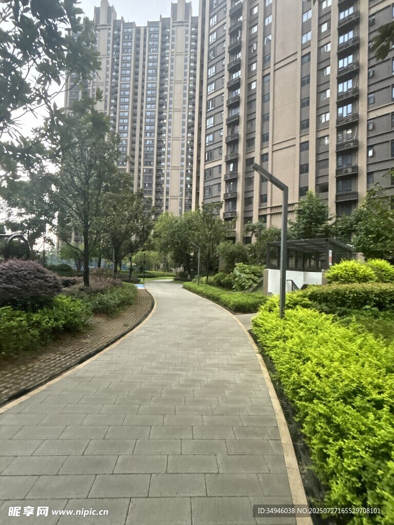 小区内的幽静步道与绿植
