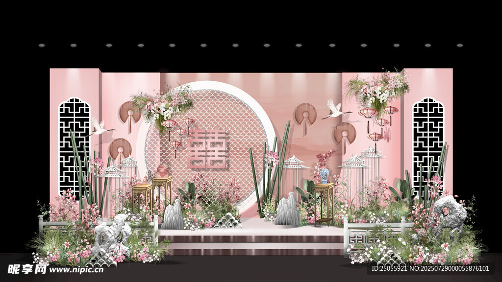 粉色婚礼迎宾区