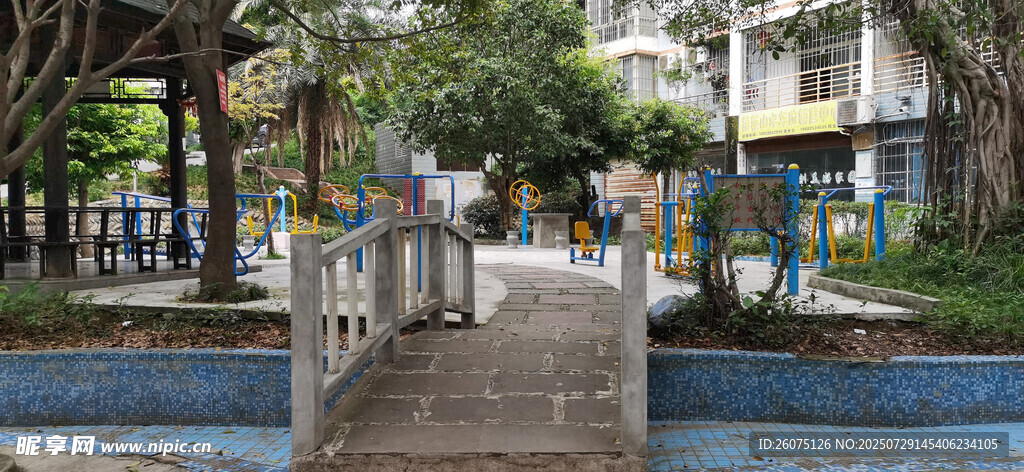 小区漫步小桥小道风景