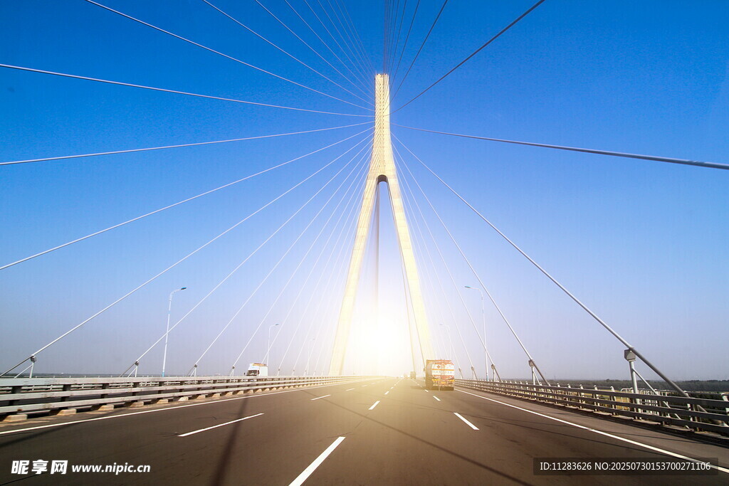 夕阳下的跨海大桥美景