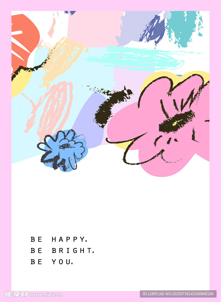 多彩手绘花卉装饰图案