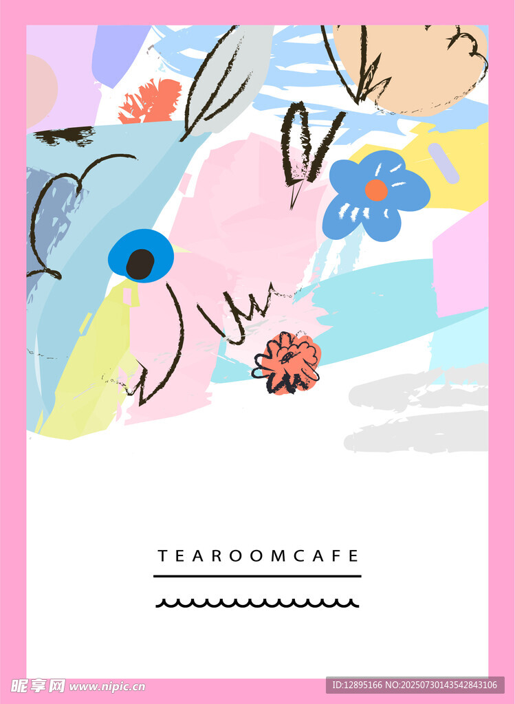 多彩手绘卡通风装饰图案