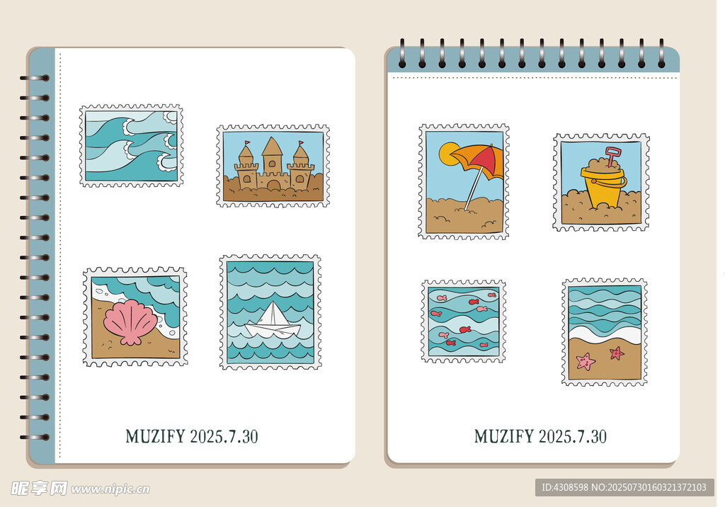 8款入夏日度假邮票图案