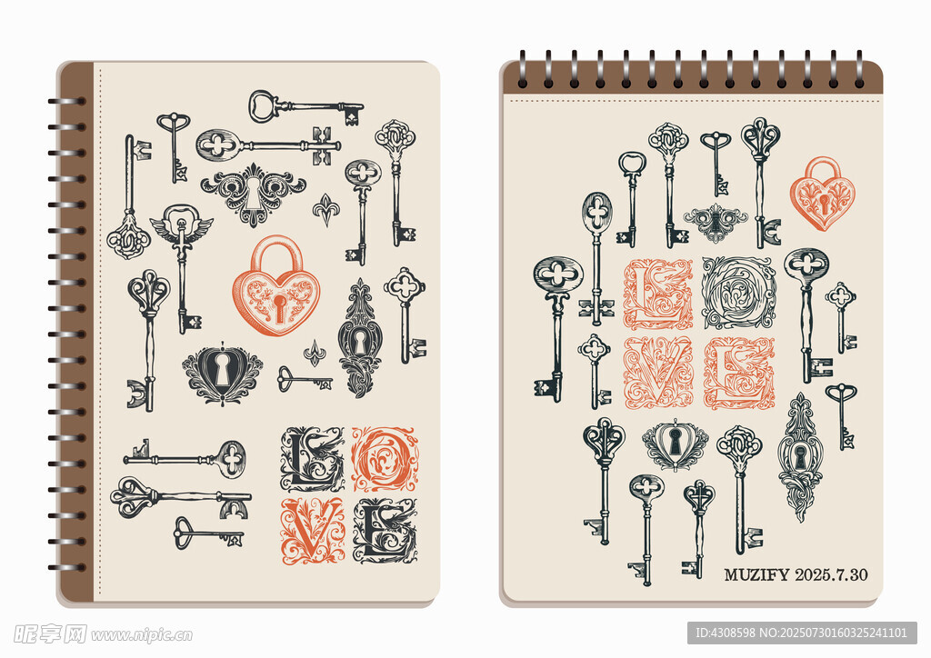 20款入钥匙手绘图案