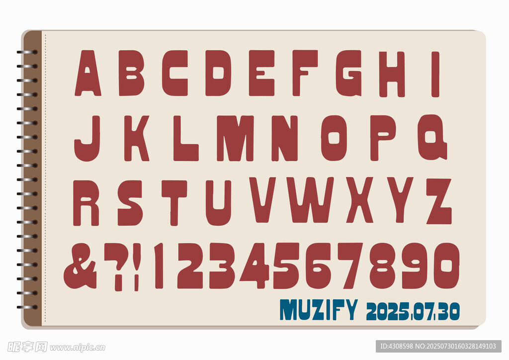 线圈本 复古英文字母素材