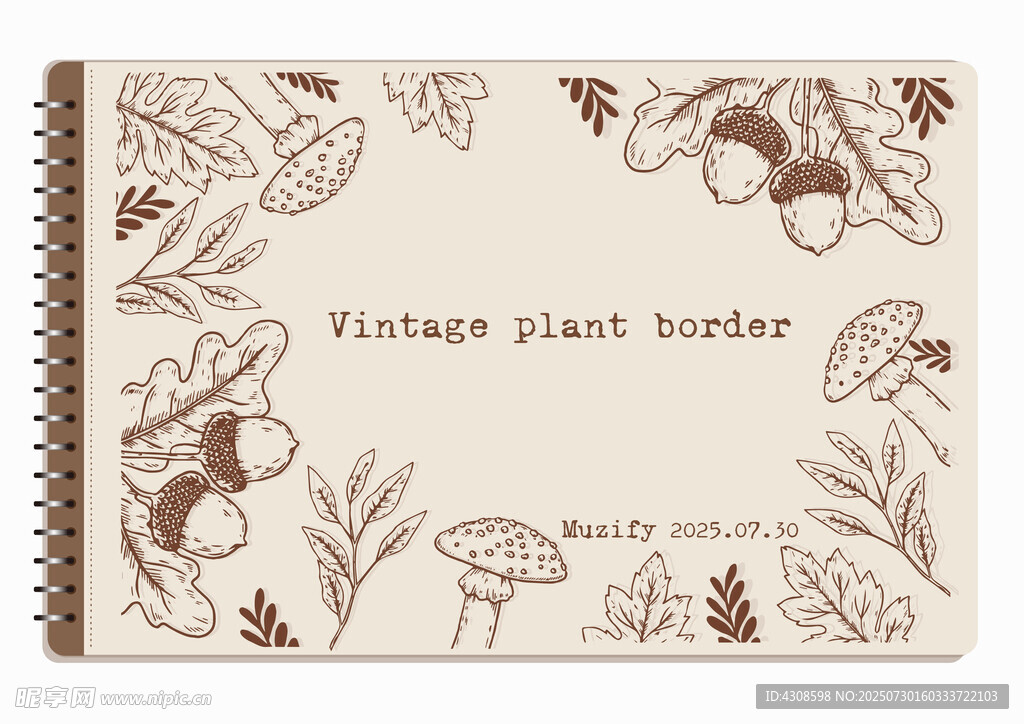 线圈本 植物复古边框
