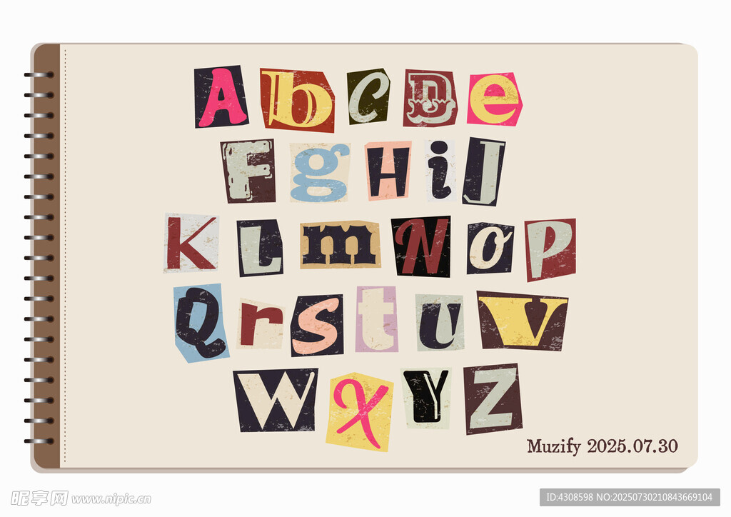 拼贴复古字母素材