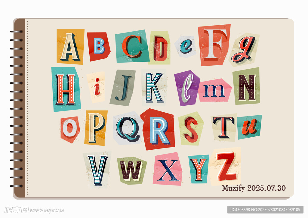 拼贴复古字母素材