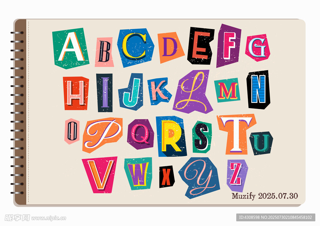 复古拼贴字母素材