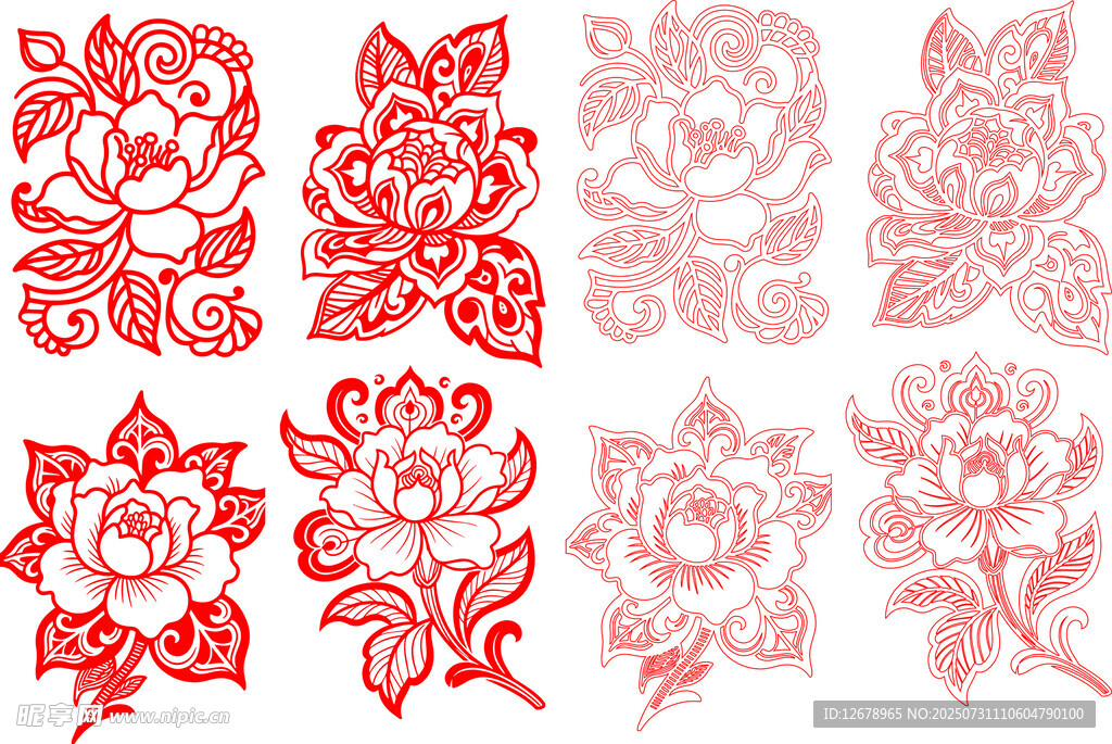 传统剪纸艺术花绘图案