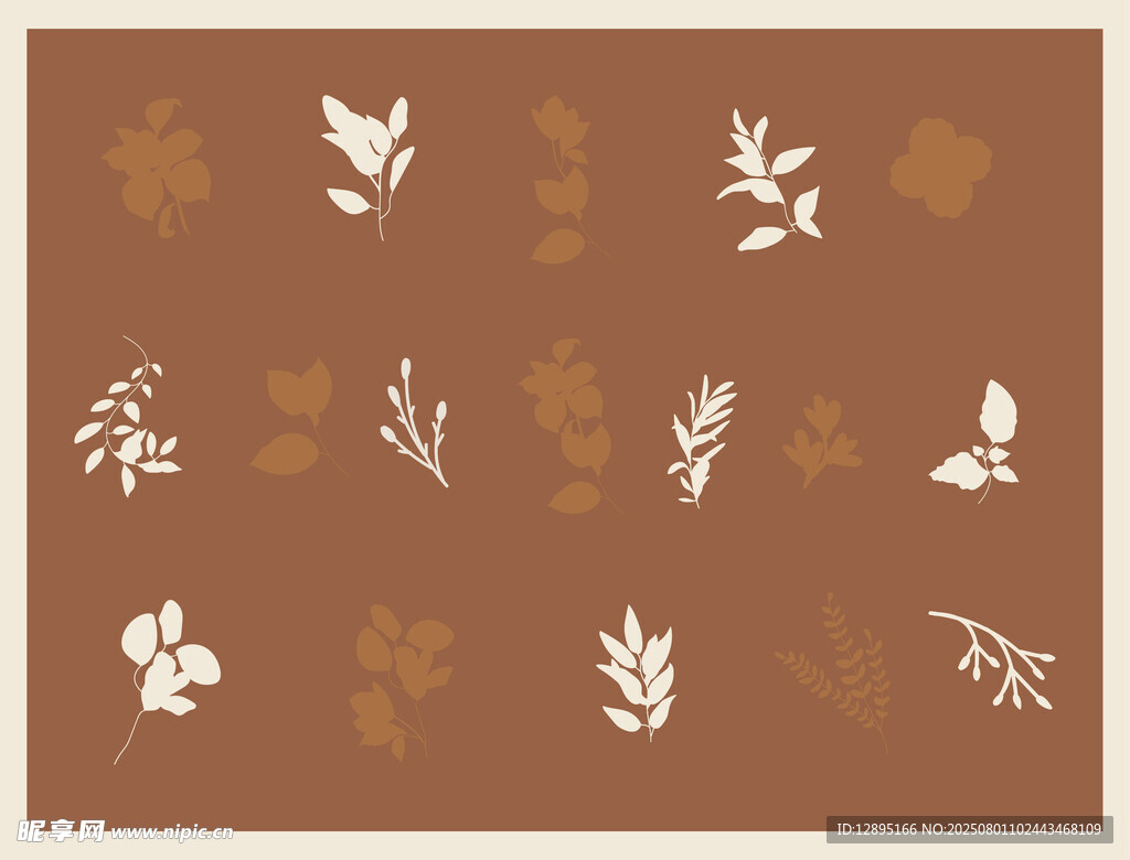 棕色背景植物图案素材