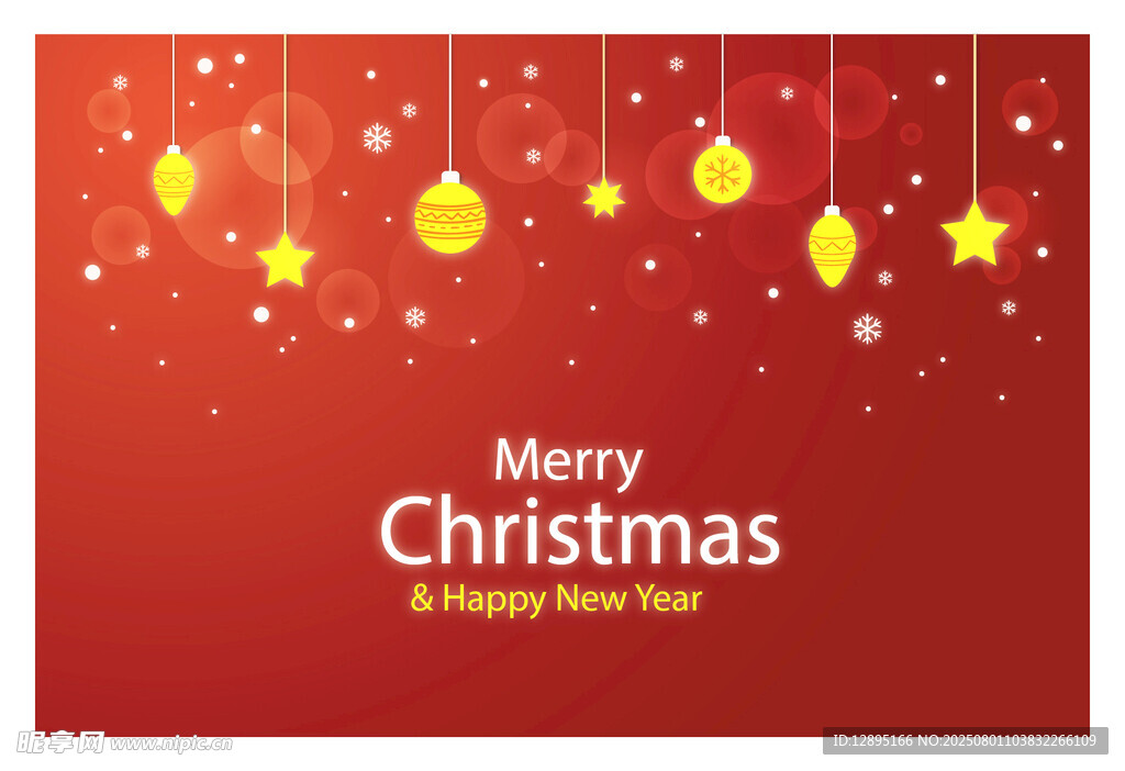 红色圣诞新年贺卡背景