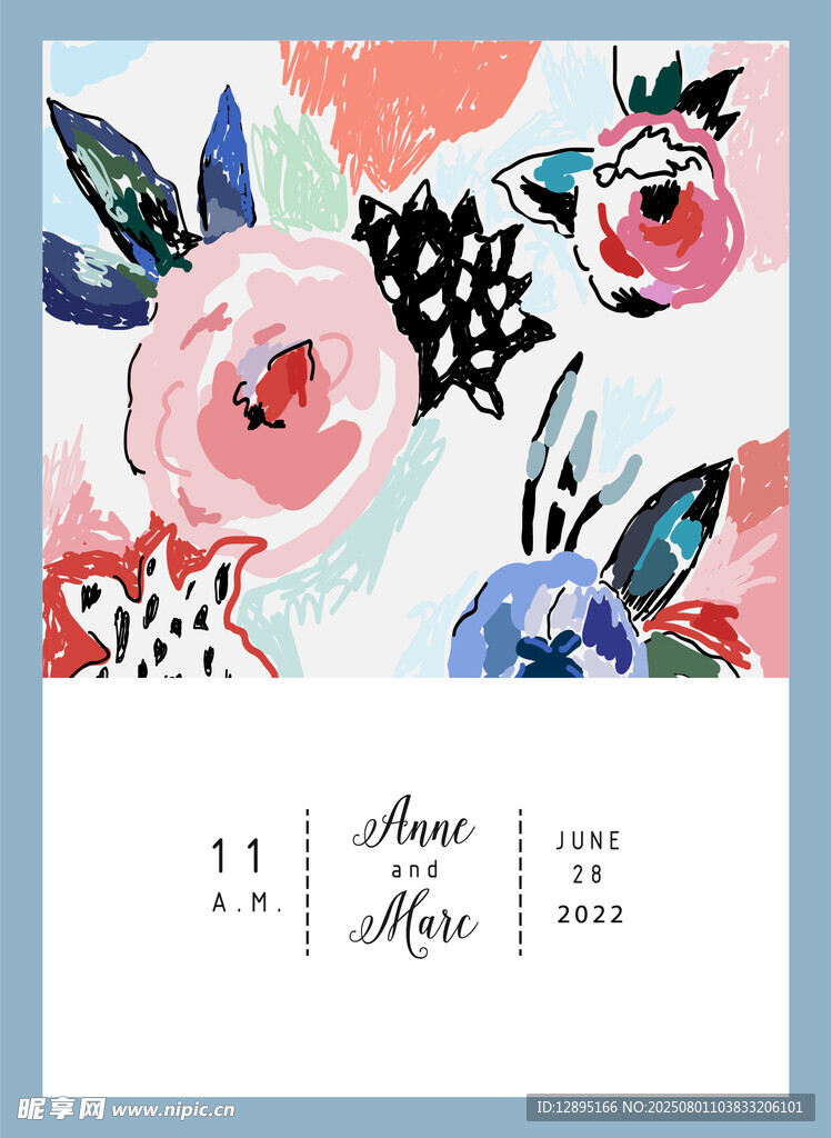 水彩花卉婚礼请柬设计