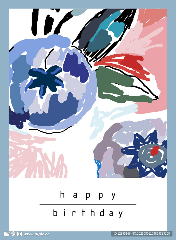 花卉生日贺卡设计