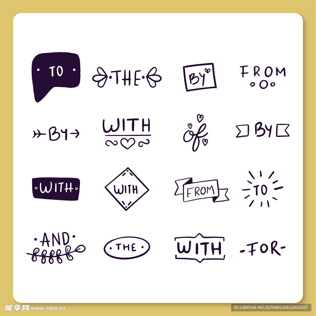 手绘英文符号与文字图案