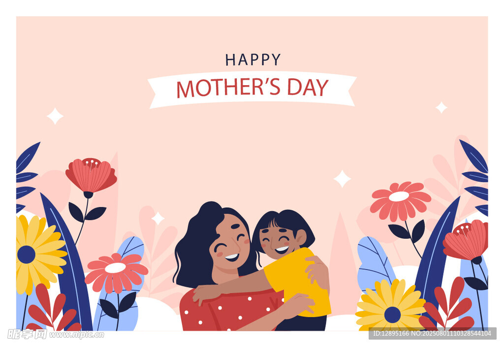 母亲节温馨母女拥抱场景