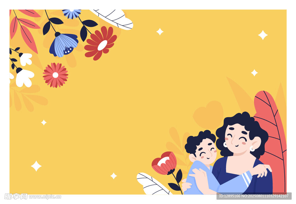 温馨亲子时光插画