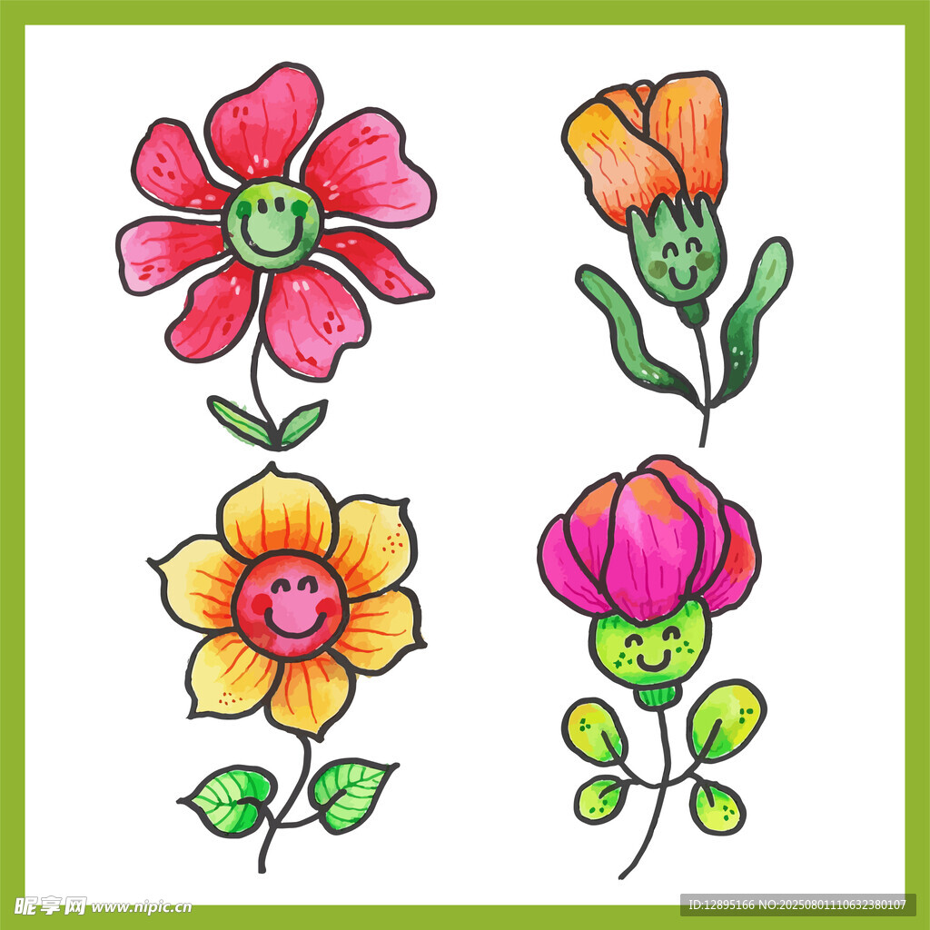 彩色手绘花朵图案