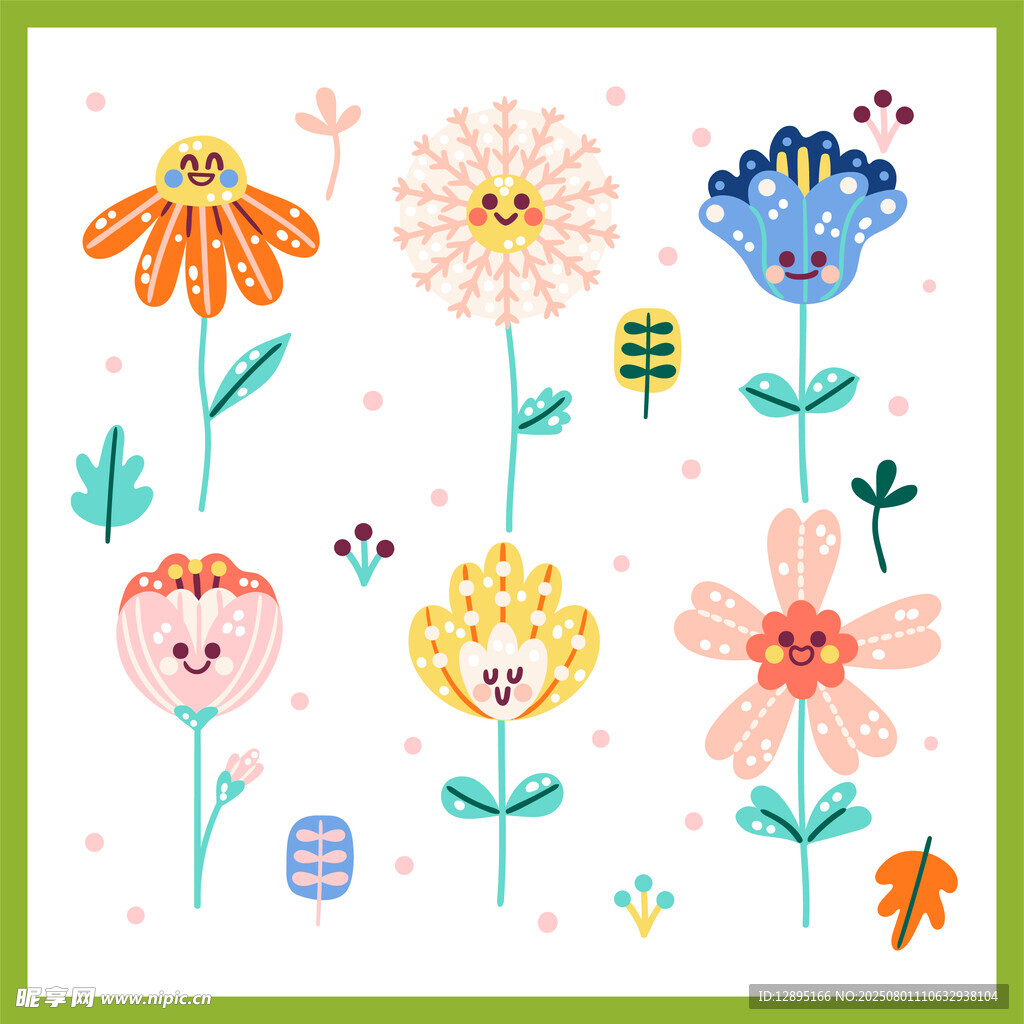 可爱手绘花卉图案集合