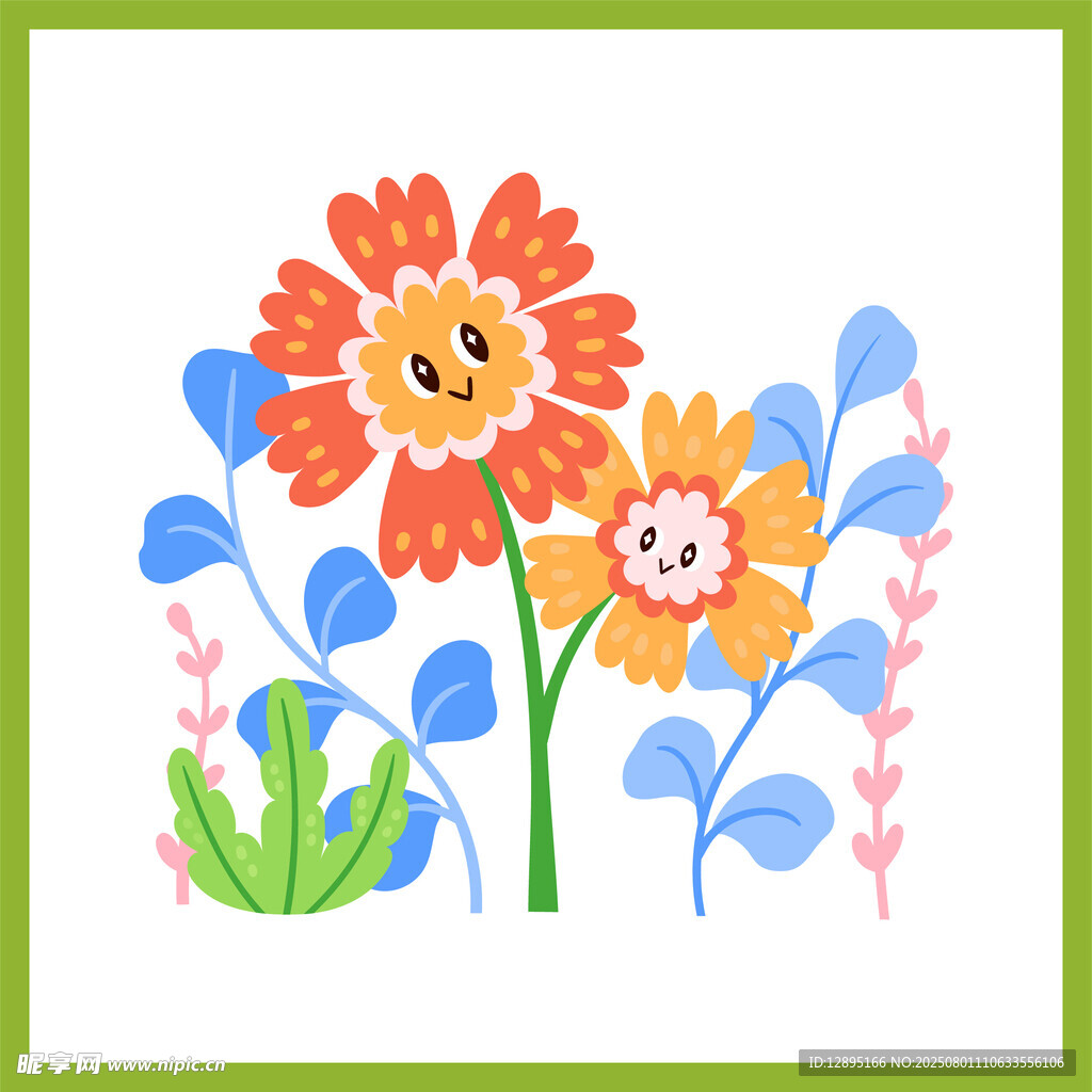 手绘可爱花卉图案