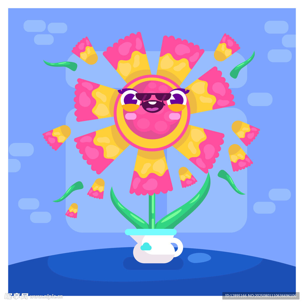 戴墨镜的欢乐花朵