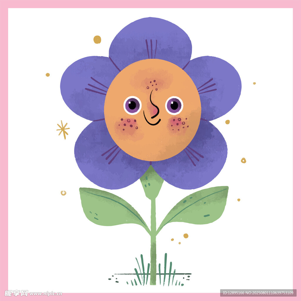 可爱笑脸花朵插画