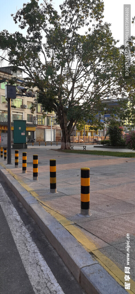道路旁的反光警示柱