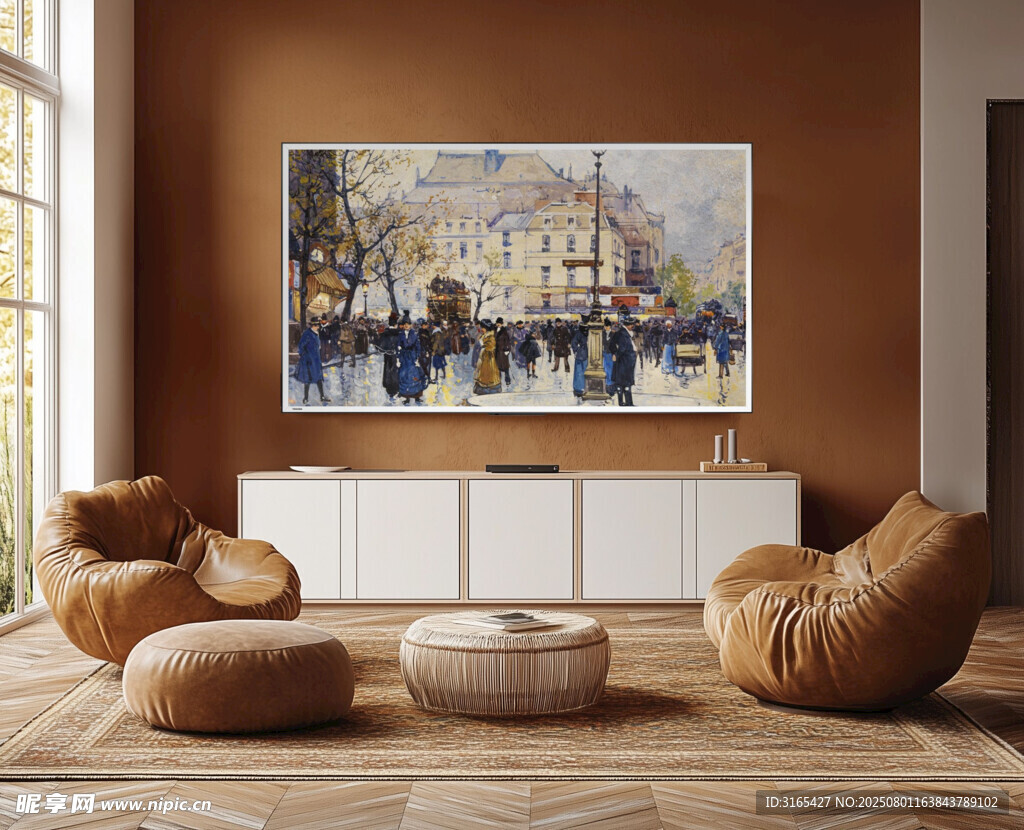 现代客厅中的艺术挂画