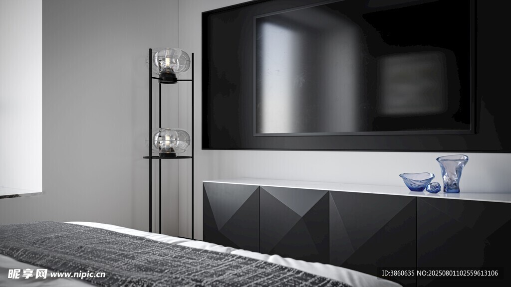 现代简约风格卧室电视墙