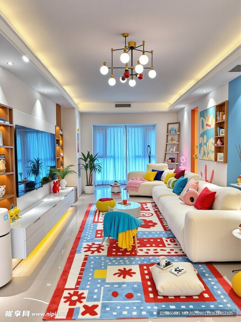 现代温馨儿童主题客厅空间