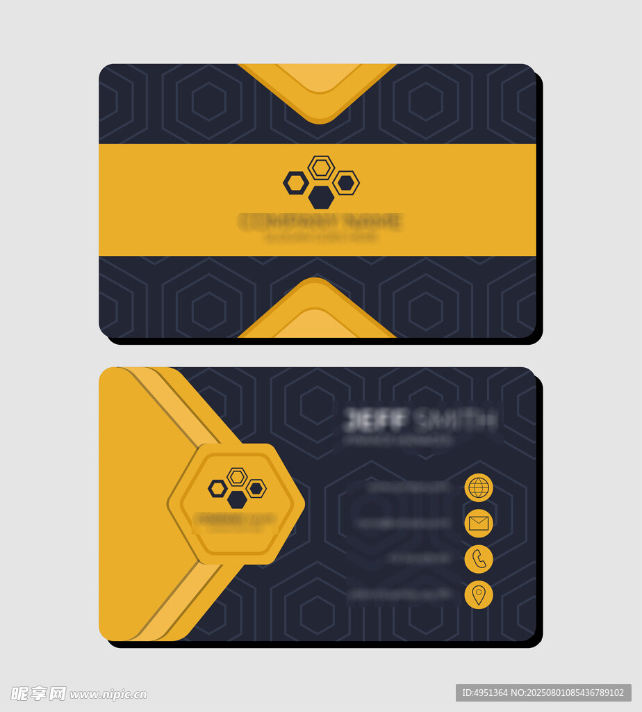 黄黑配色商务名片设计